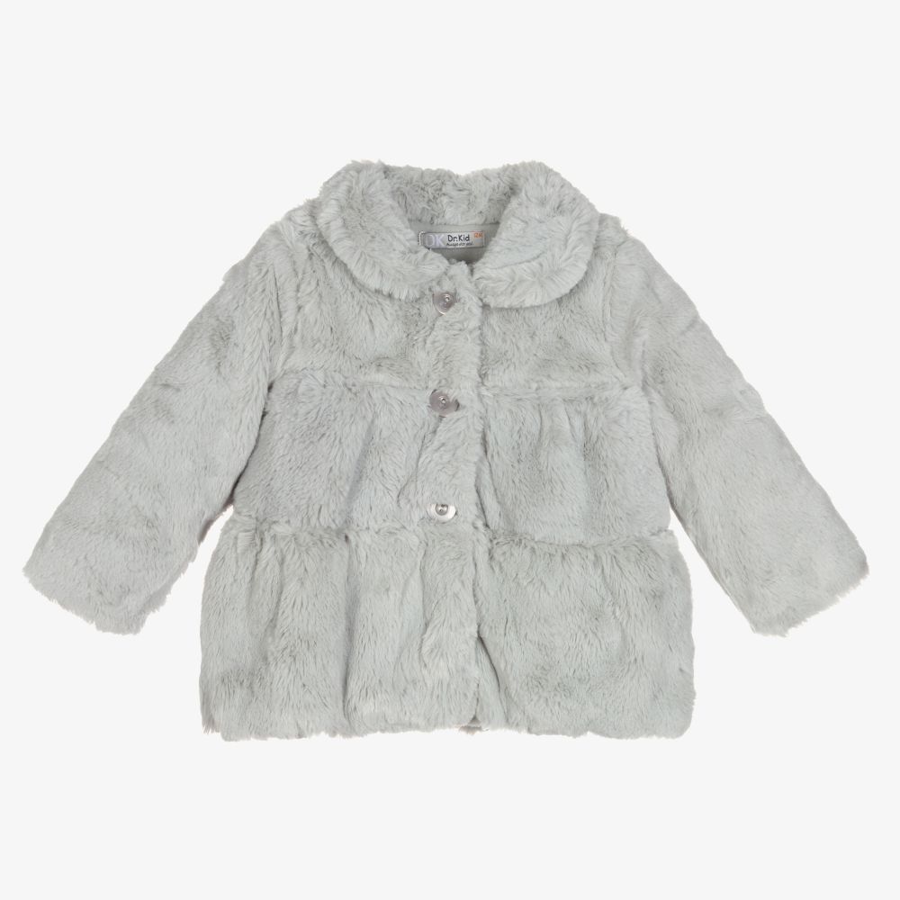 Girls Grey Faux Fur Coat