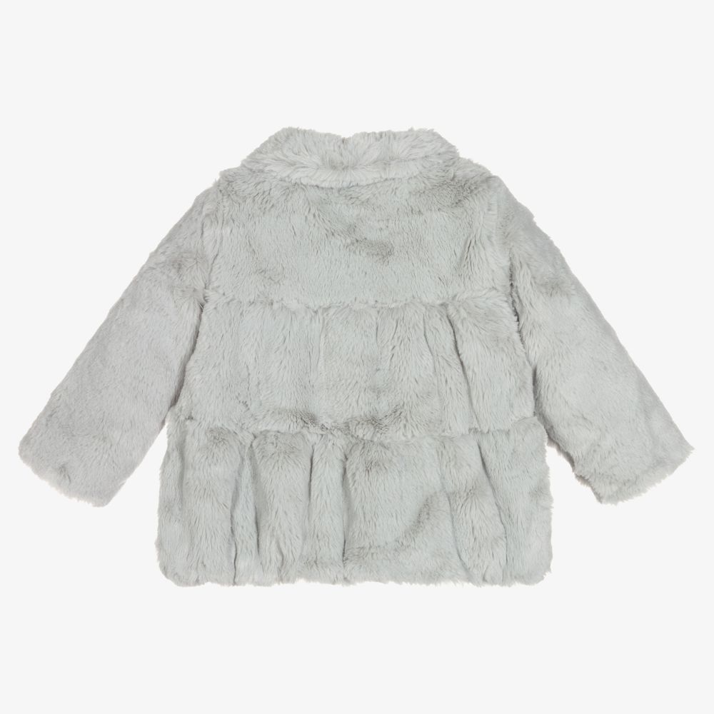 Dr. Kid - Girls Grey Faux Fur Coat | Childrensalon Outlet