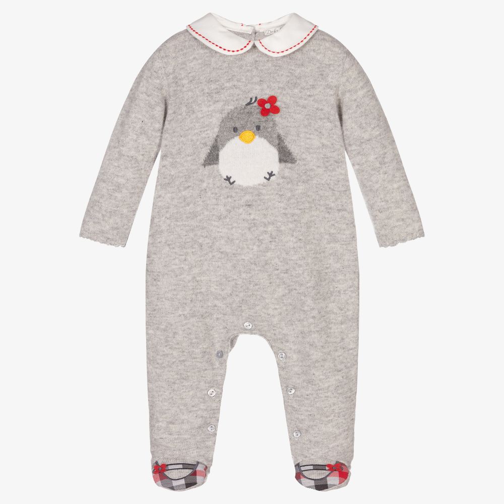 Dr. Kid - Girls Grey Knitted Babygrow | Childrensalon