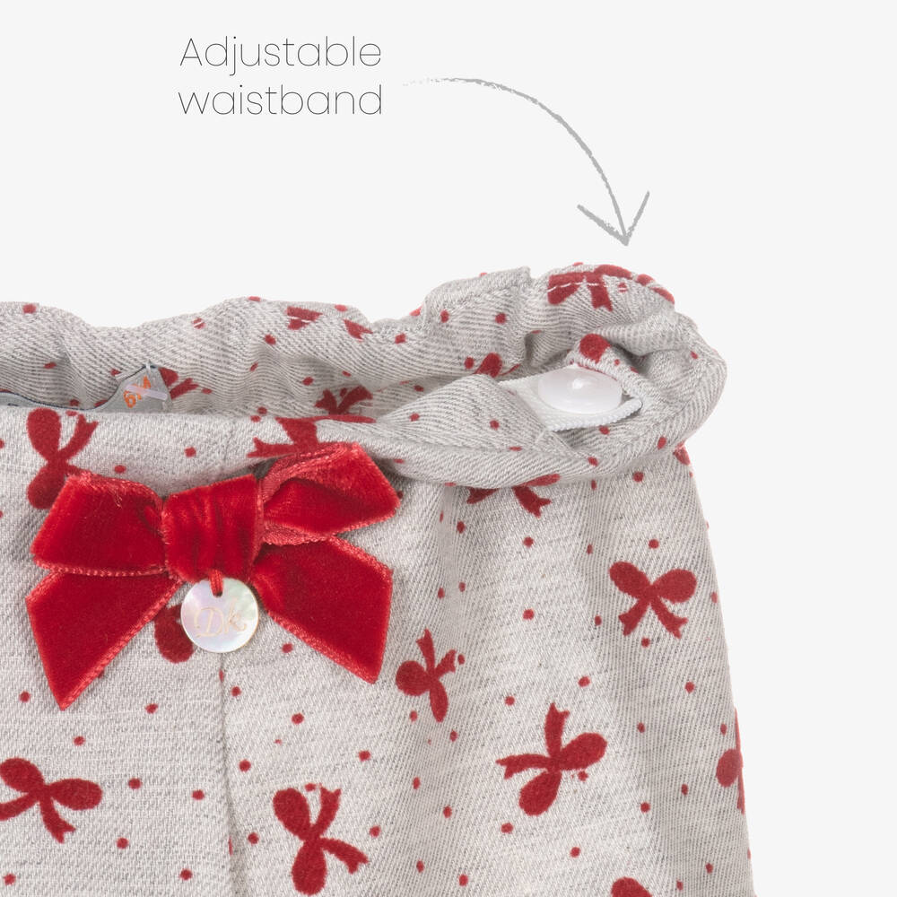 Dr. Kid-Girls Grey & Red Bow Shorts | Childrensalon Outlet