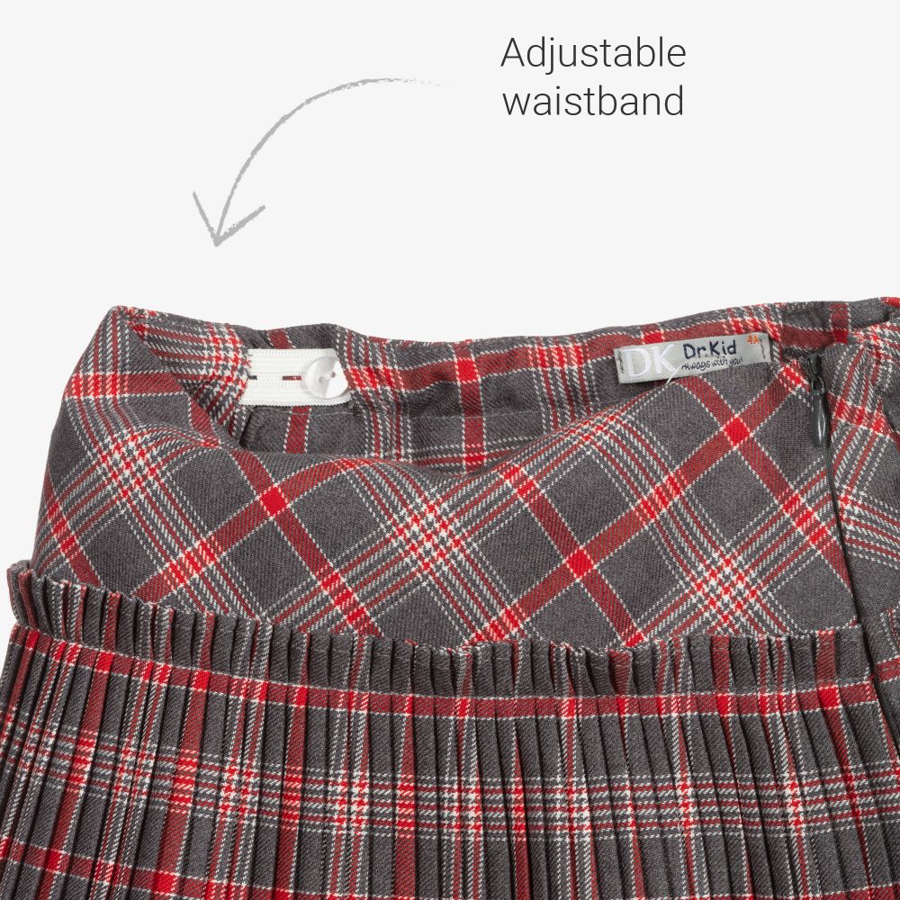 Dr. Kid-Красно-серая юбка в клетку для девочек | Childrensalon Outlet