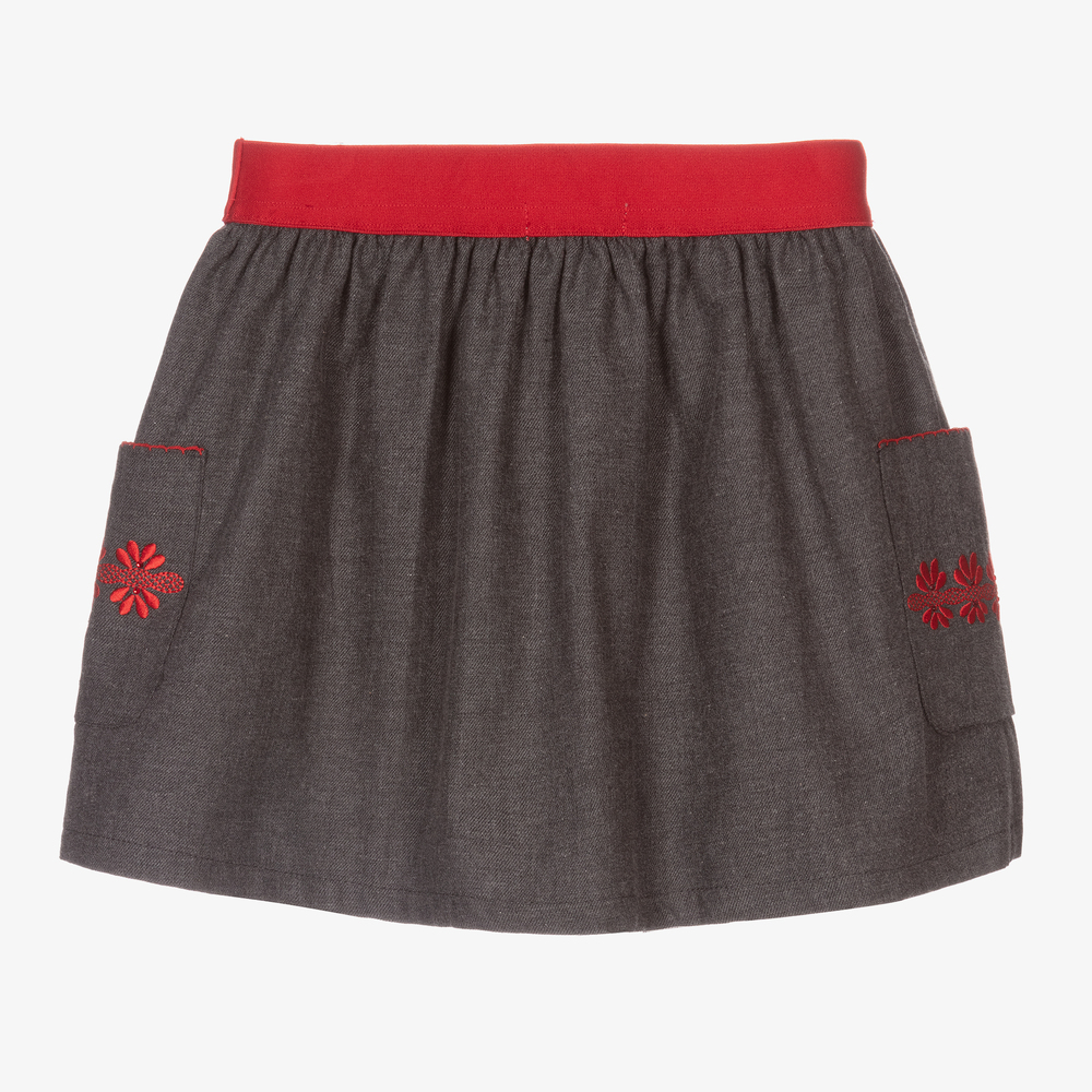 Dr. Kid-Girls Grey & Red Cotton Skirt | Childrensalon Outlet