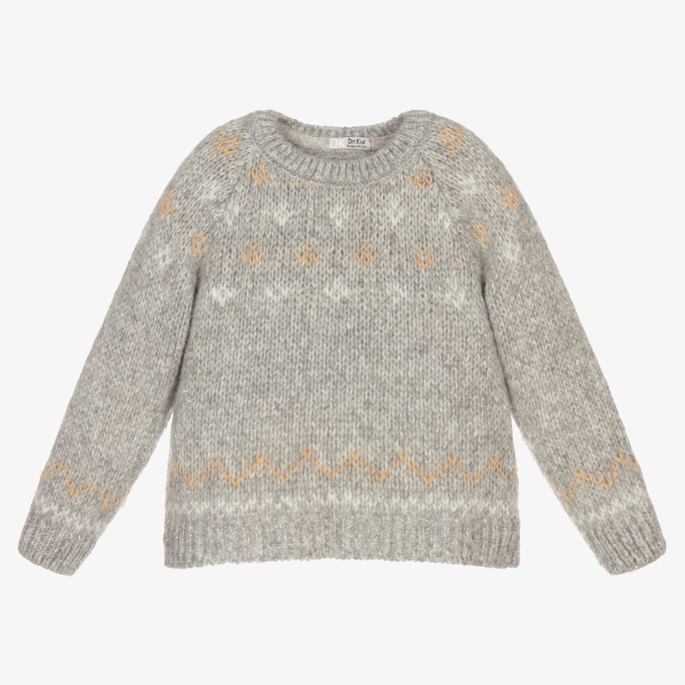 Dr. Kid - Girls Grey Sparkle Knit Jumper | Childrensalon