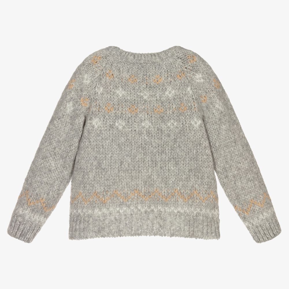 Dr. Kid-Girls Grey Sparkle Knit Jumper | Childrensalon Outlet