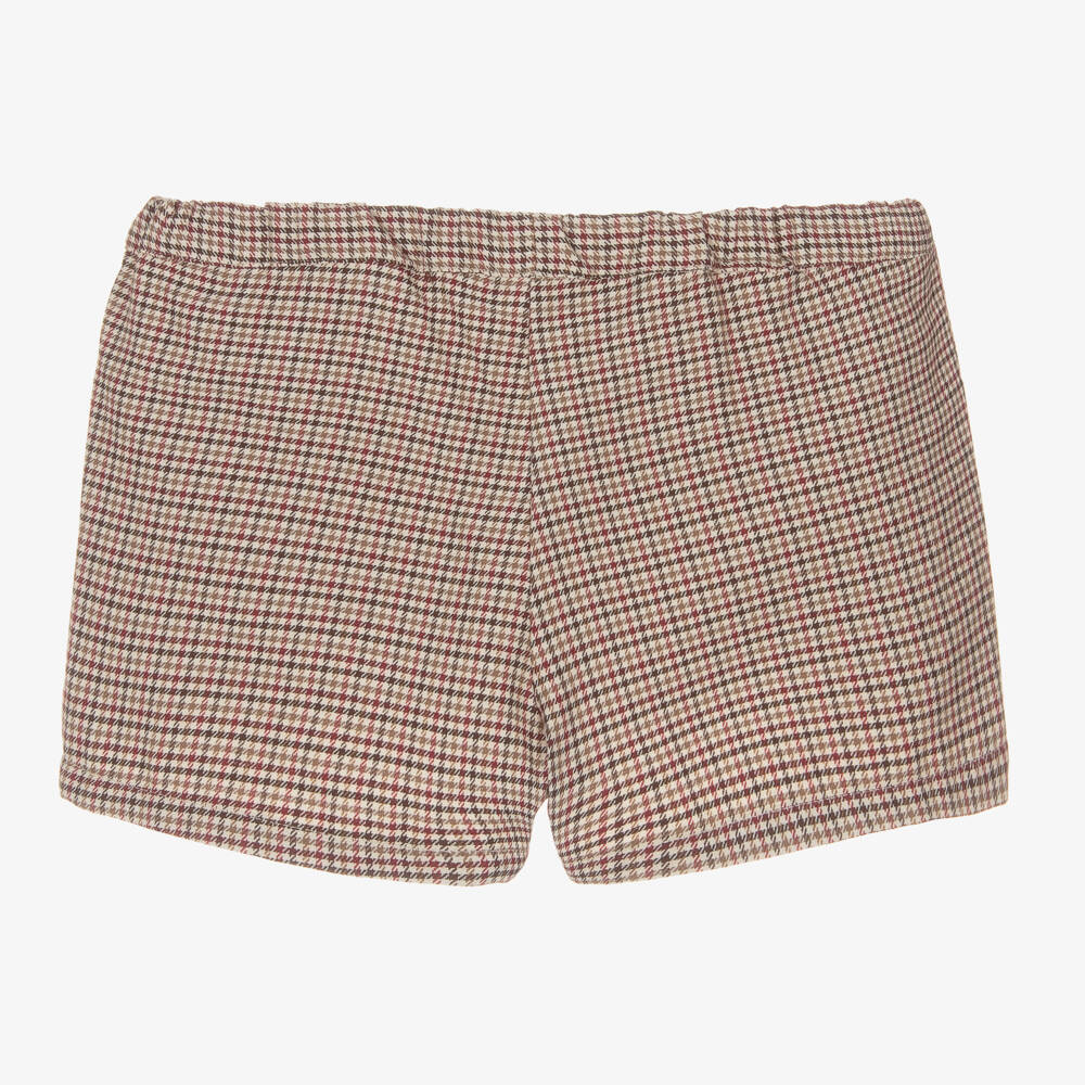 Dr. Kid-Girls Houndstooth Beige Shorts | Childrensalon Outlet