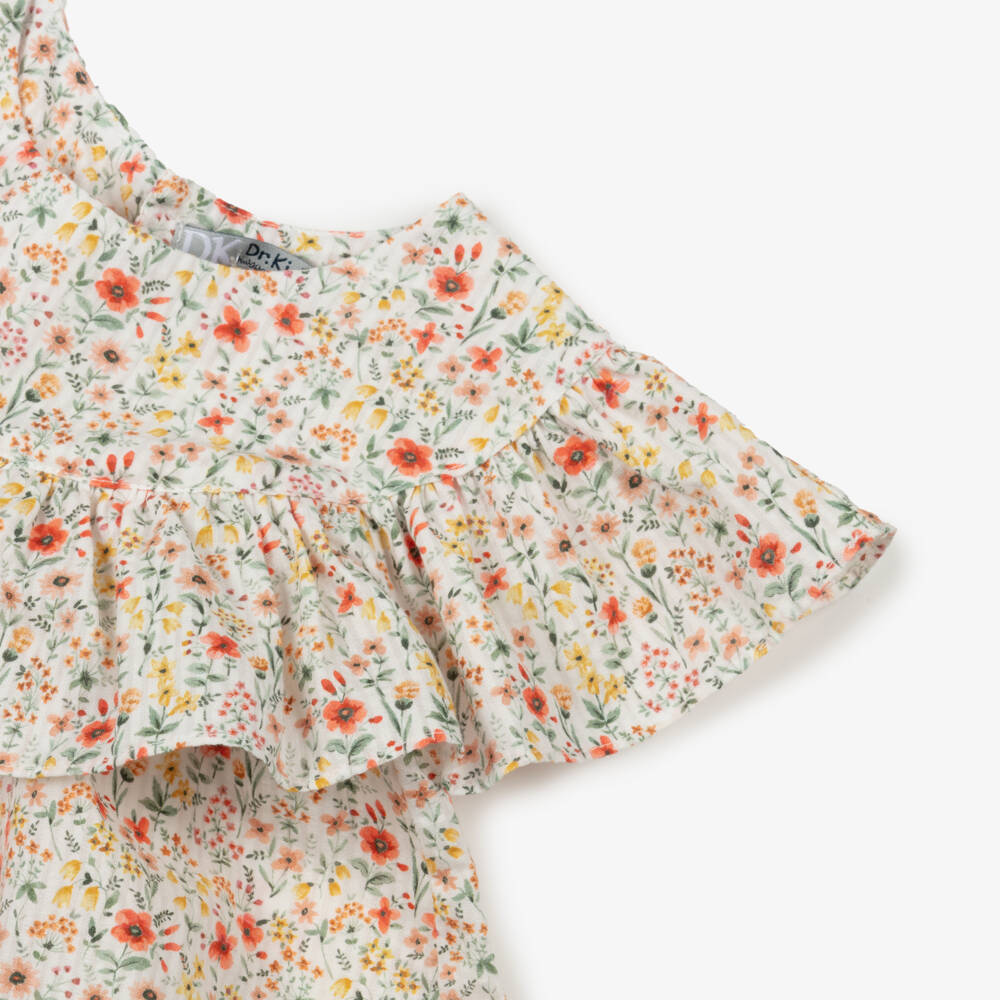 Dr. Kid-Girls Ivory Blossom Pattern Dress | Childrensalon Outlet