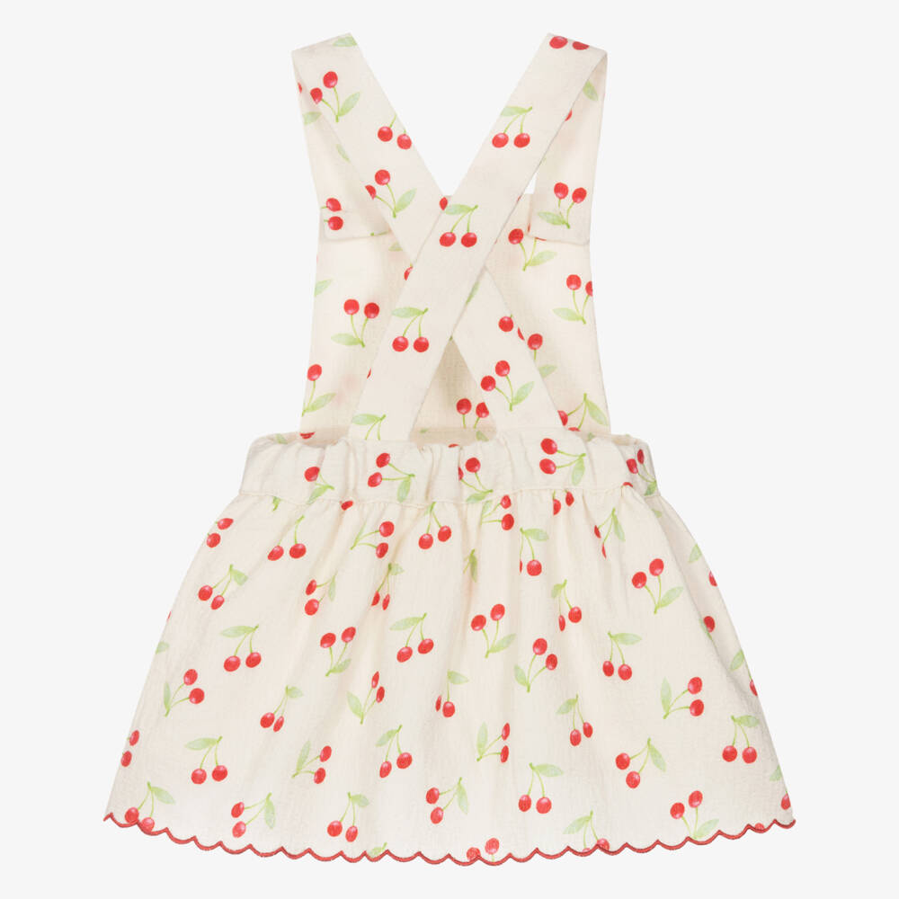 Dr. Kid-Кремовый сарафан с вишневым принтом для девочек | Childrensalon Outlet