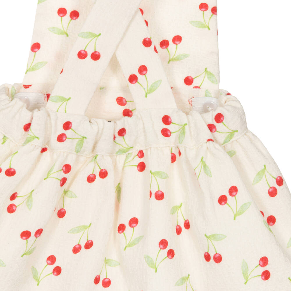 Dr. Kid-Кремовый сарафан с вишневым принтом для девочек | Childrensalon Outlet