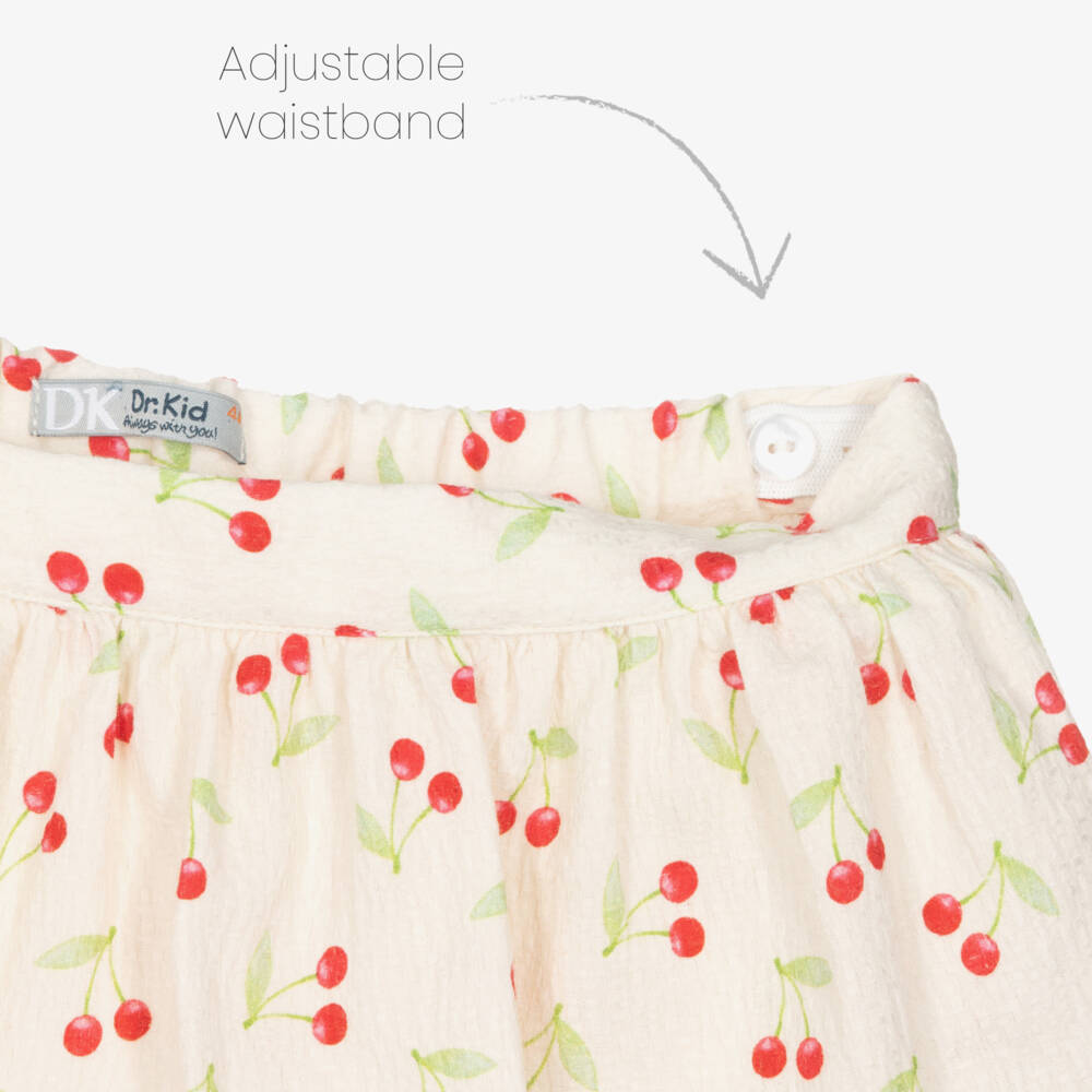 Dr. Kid-Юбка кремовая с вишневым принтом для девочек | Childrensalon Outlet