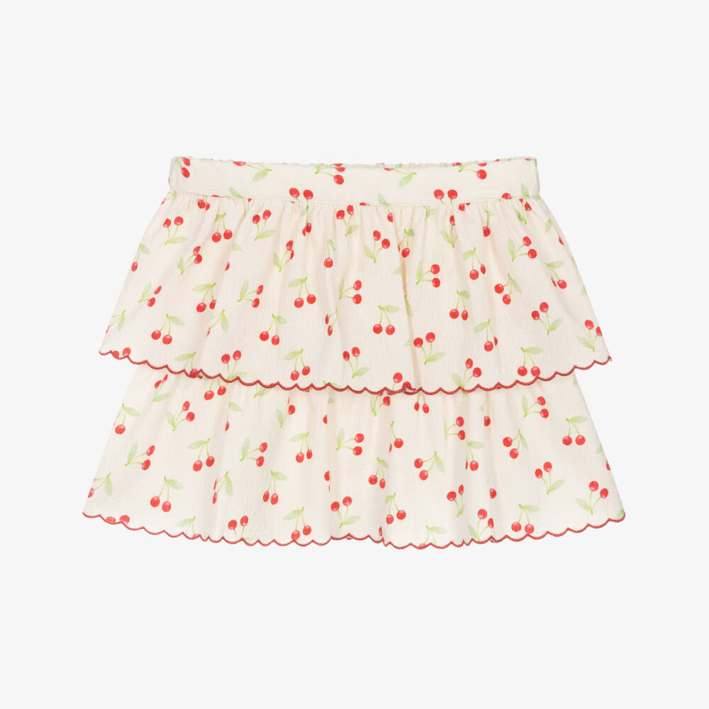Dr. Kid-Girls Ivory Cherry Print Skirt | Childrensalon Outlet