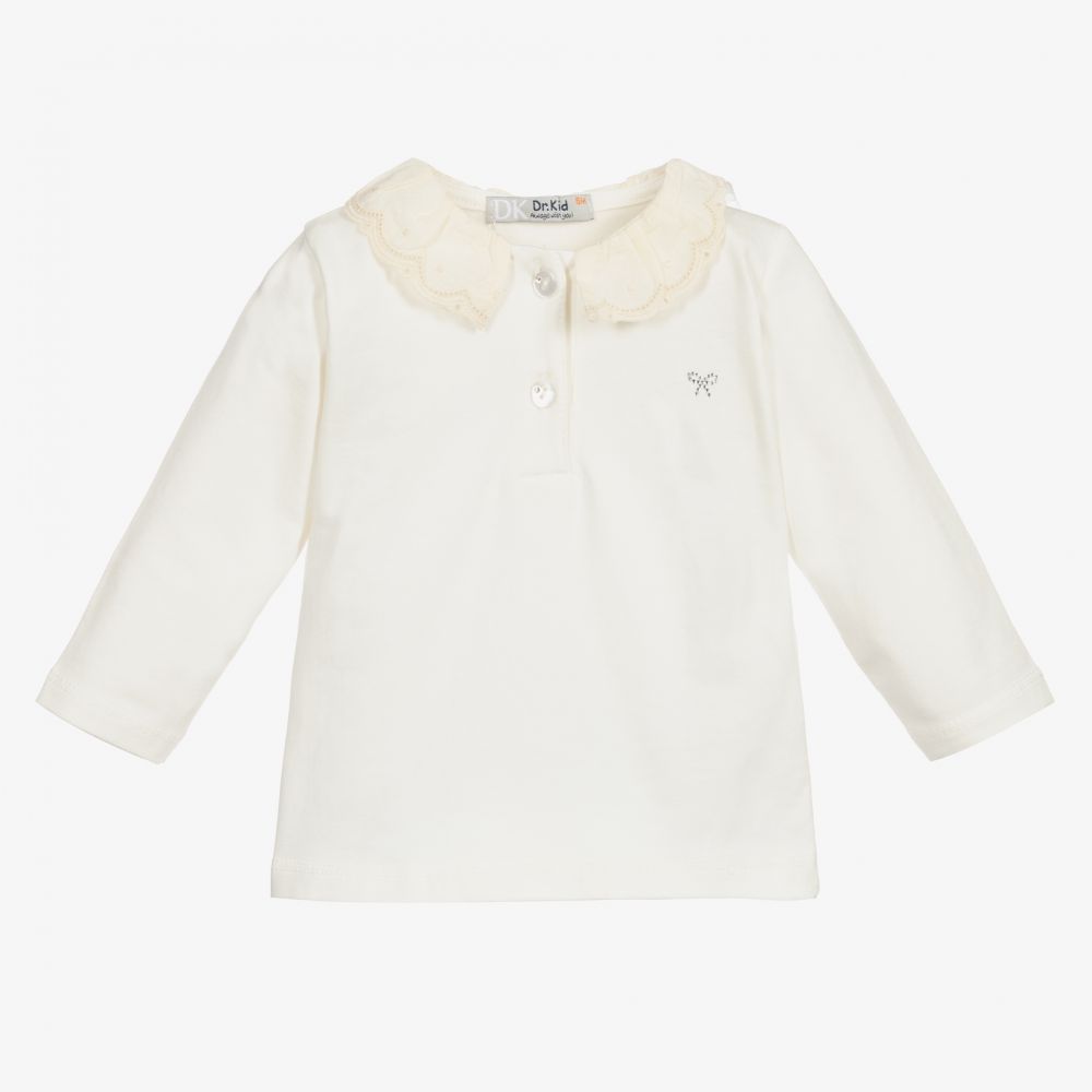 Dr. Kid - Girls Ivory Cotton Jersey Top | Childrensalon