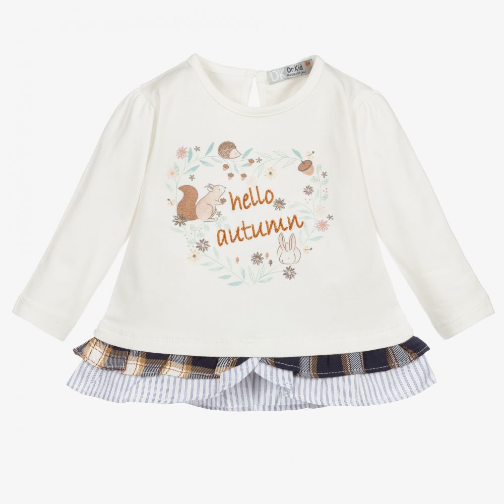 Dr. Kid - Girls Ivory Cotton Jersey Top | Childrensalon