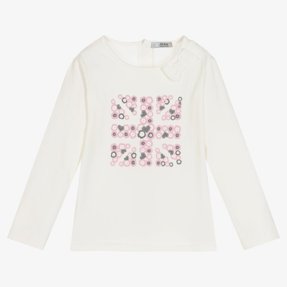 Dr. Kid - Girls Ivory Cotton Jersey Top | Childrensalon