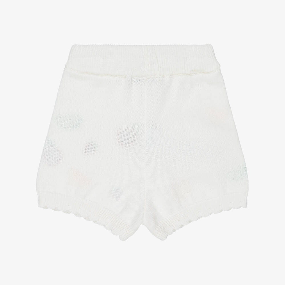 Dr. Kid-Girls Ivory Cotton Knit Shorts with Fruit Embroidery | Childrensalon Outlet