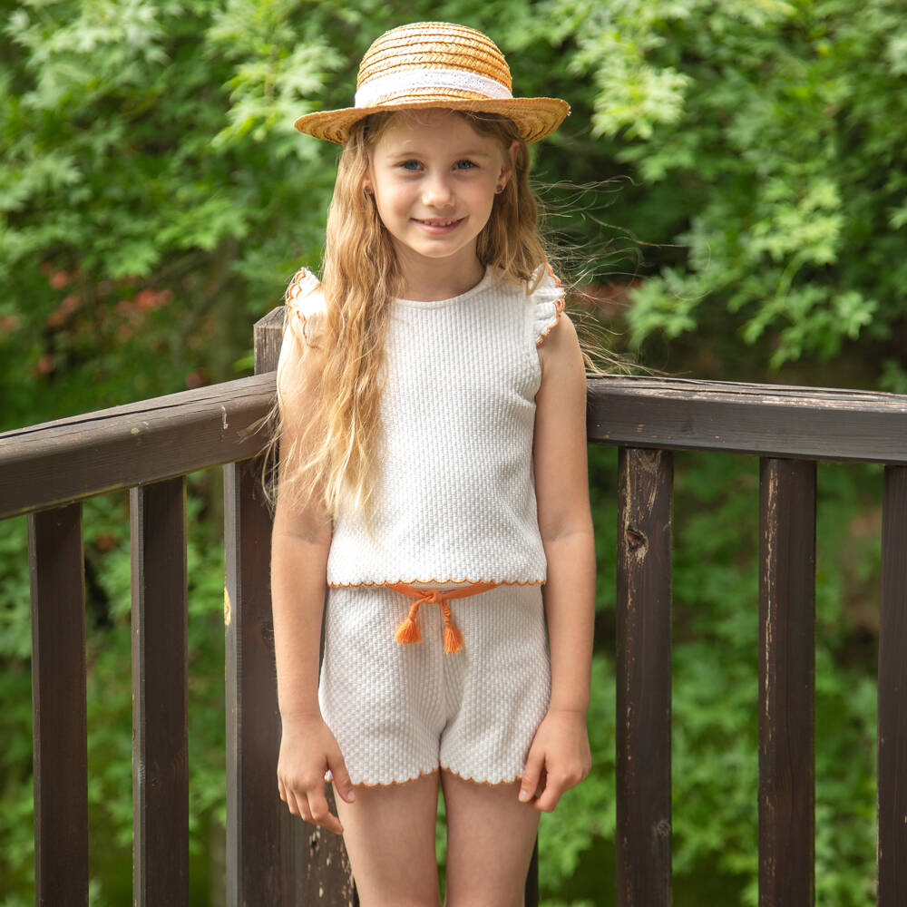 Dr. Kid-Кремовые вязаные шорты для девочек | Childrensalon Outlet