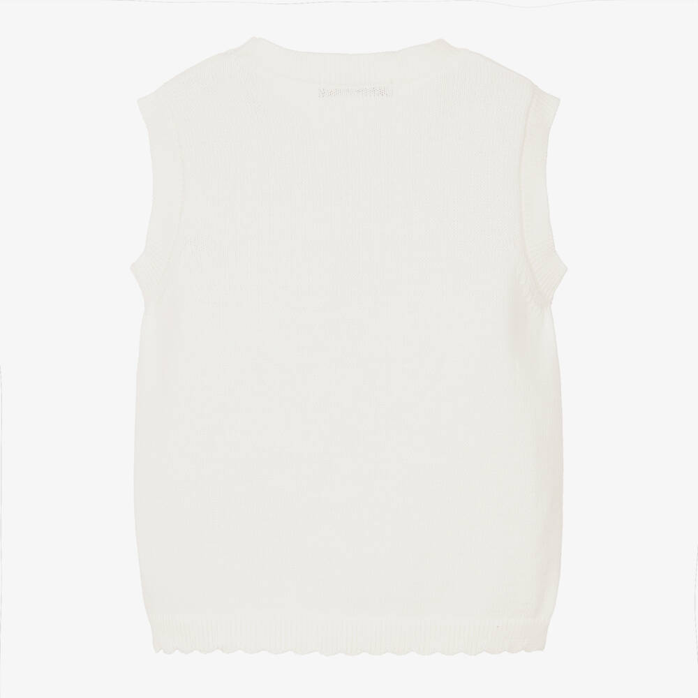 Dr. Kid-Girls Ivory Cotton Knit Top with Lemon Embroidery | Childrensalon Outlet