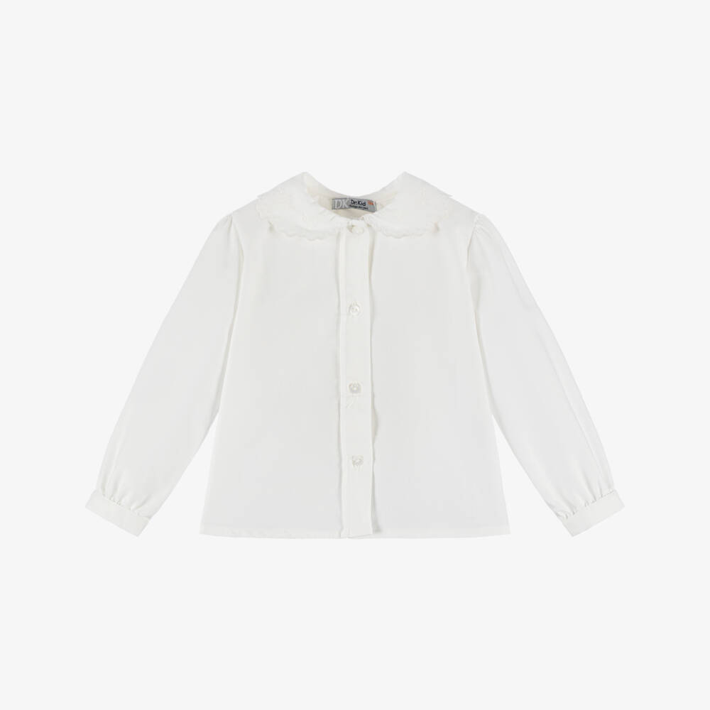 Dr. Kid-بلوزة قطنية عاجية مطرزة للبنات | Childrensalon Outlet