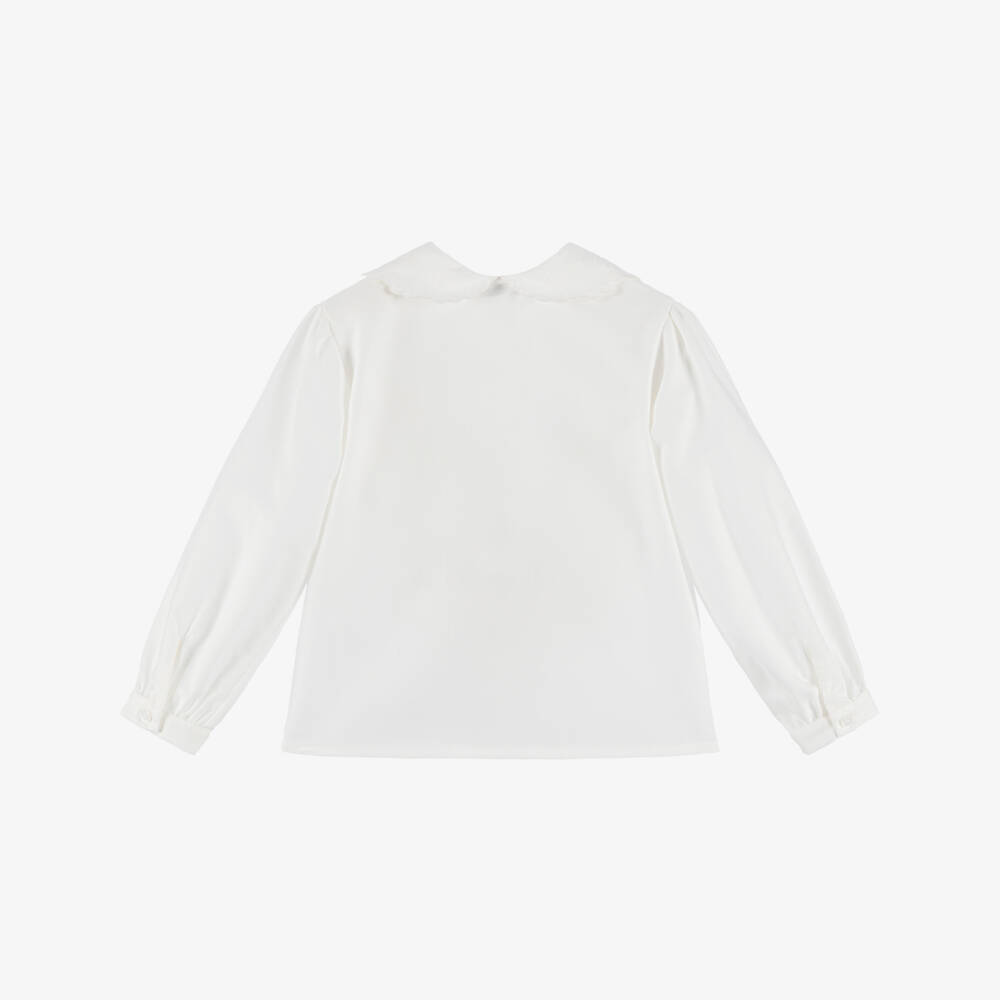 Dr. Kid-بلوزة قطنية عاجية مطرزة للبنات | Childrensalon Outlet