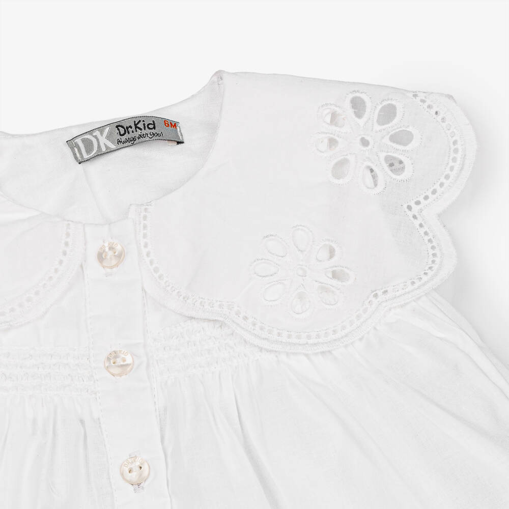 Dr. Kid-بلوزة عاجية للبنات بياقة مثقبة | Childrensalon Outlet