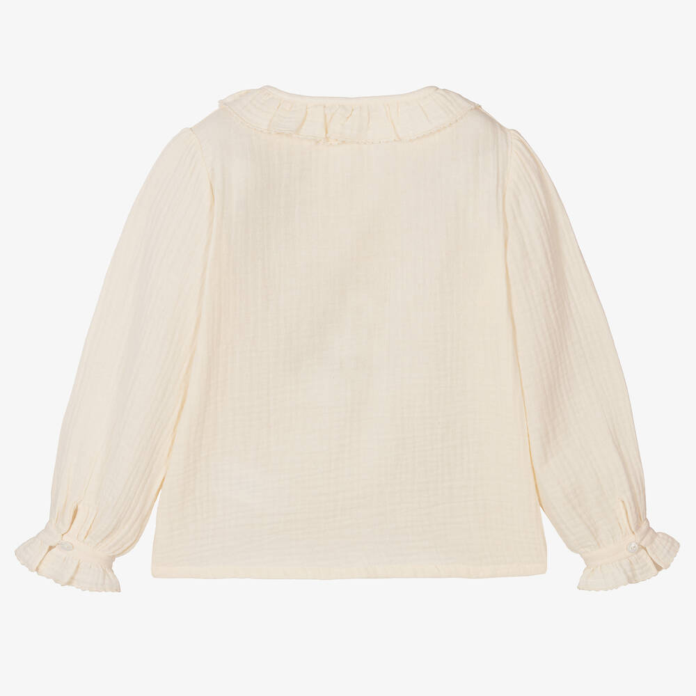 Dr. Kid-بلوز بطبعة ورود قطن عضوي لون عاجي للبنات | Childrensalon Outlet