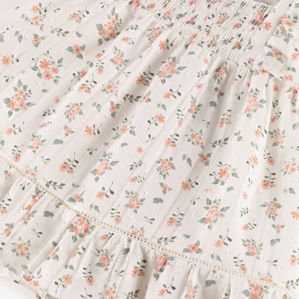 Dr. Kid-Girls Ivory Floral Smocked Dress | Childrensalon Outlet
