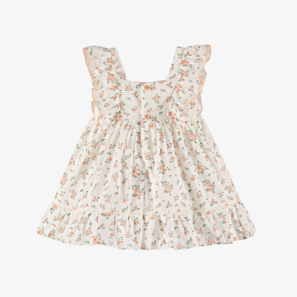 Dr. Kid-Girls Ivory Floral Smocked Dress | Childrensalon Outlet