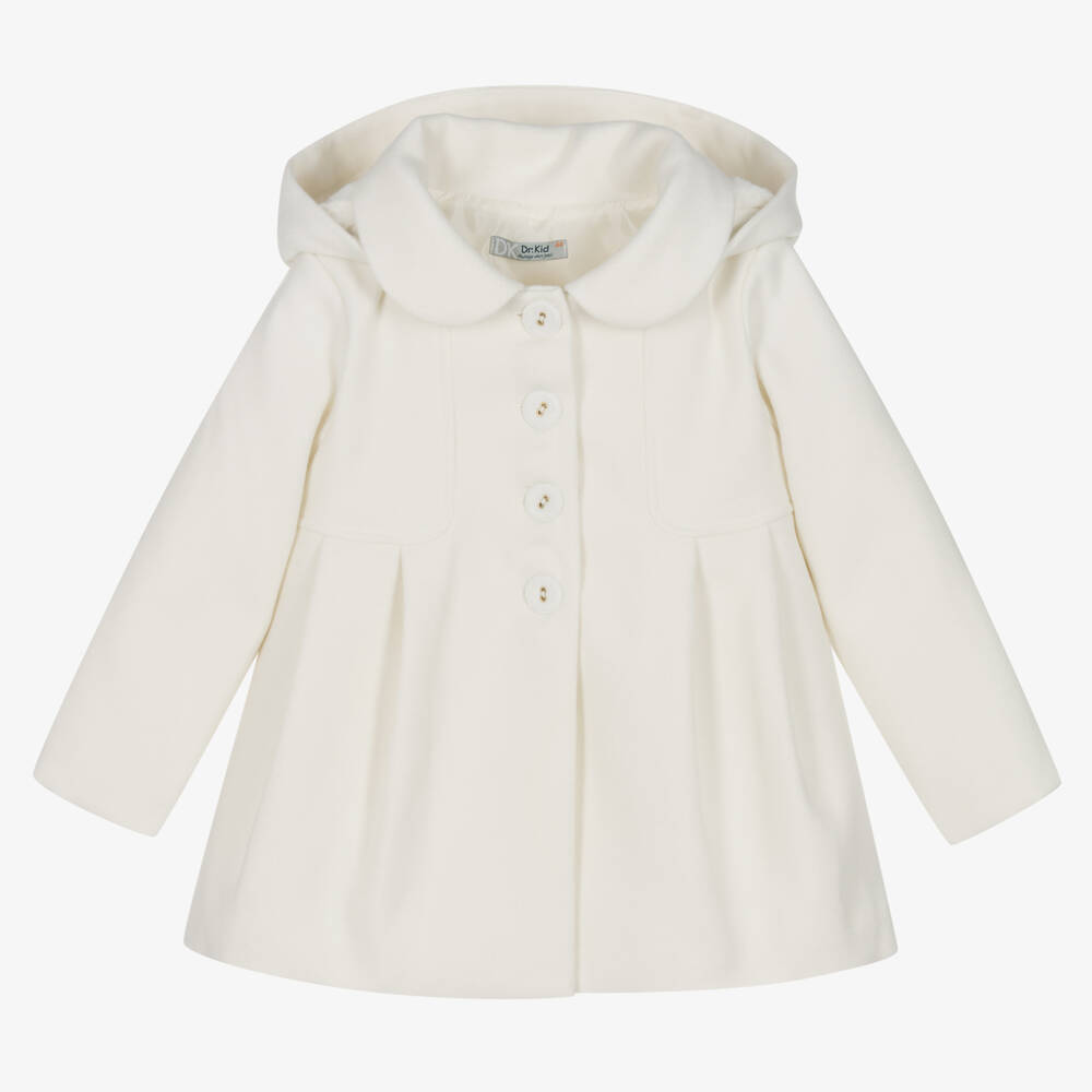 Dr. Kid - Girls Ivory Hooded Coat | Childrensalon