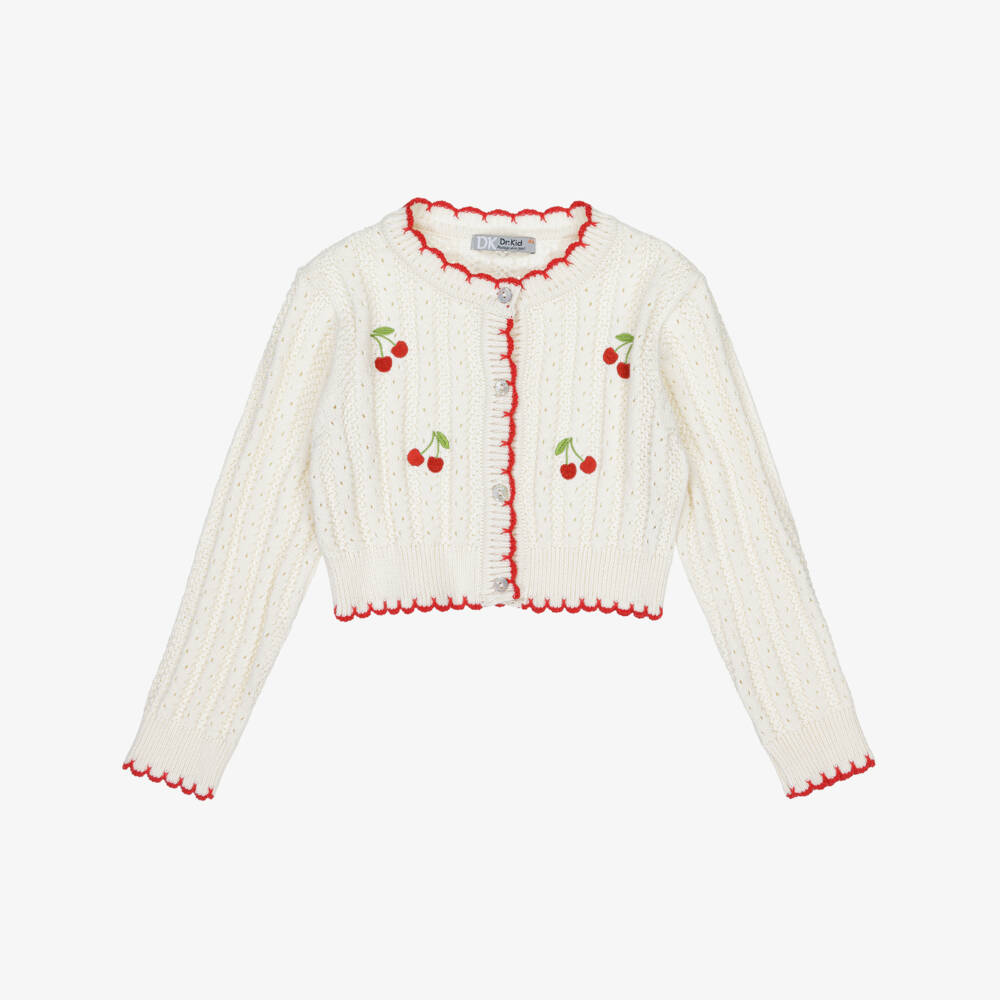 Dr. Kid-Girls Ivory Knitted Cherry Sweater | Childrensalon Outlet