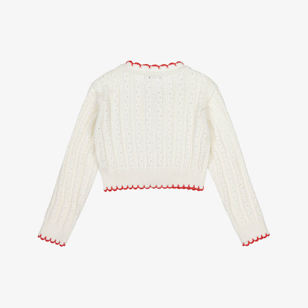 Dr. Kid-Girls Ivory Knitted Cherry Sweater | Childrensalon Outlet