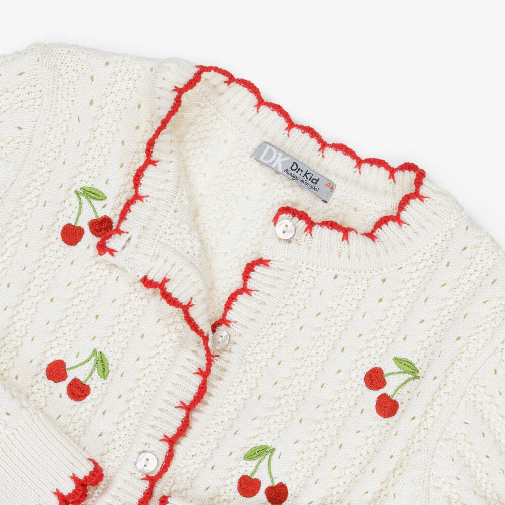 Dr. Kid-Girls Ivory Knitted Cherry Sweater | Childrensalon Outlet