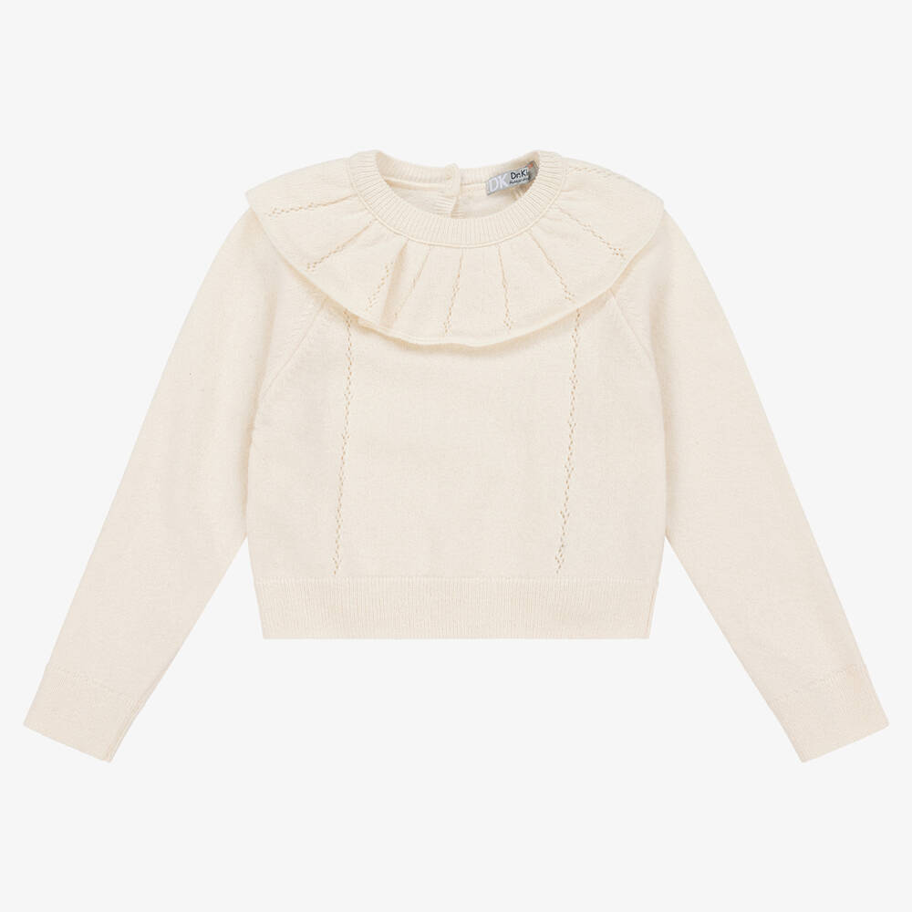 Dr. Kid - Girls Ivory Knitted Wool Sweater | Childrensalon