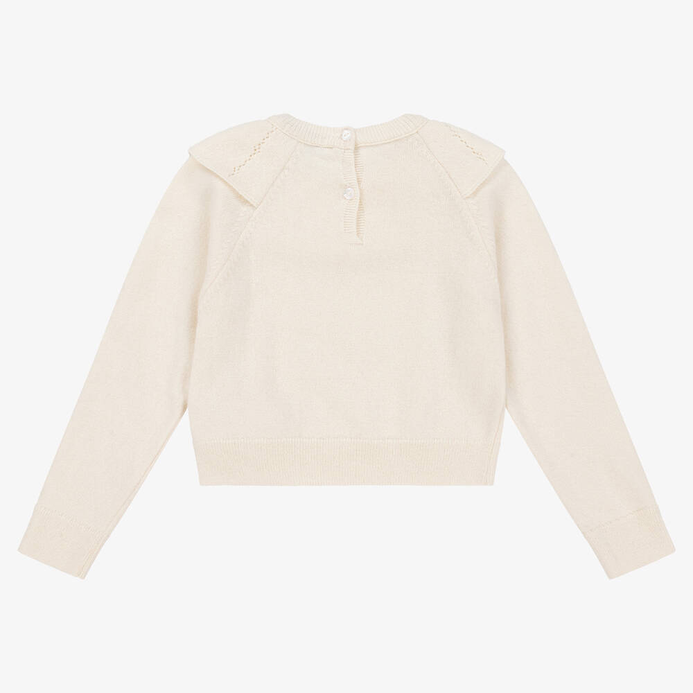 Dr. Kid-بلوفر مزيج صوف محبوك لون عاجي للبنات | Childrensalon Outlet