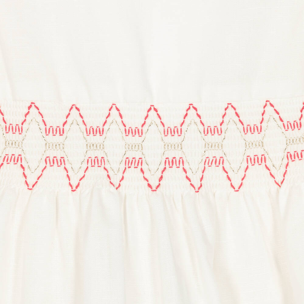 Dr. Kid-فستان قطن وكتان لون عاجي للبنات | Childrensalon Outlet