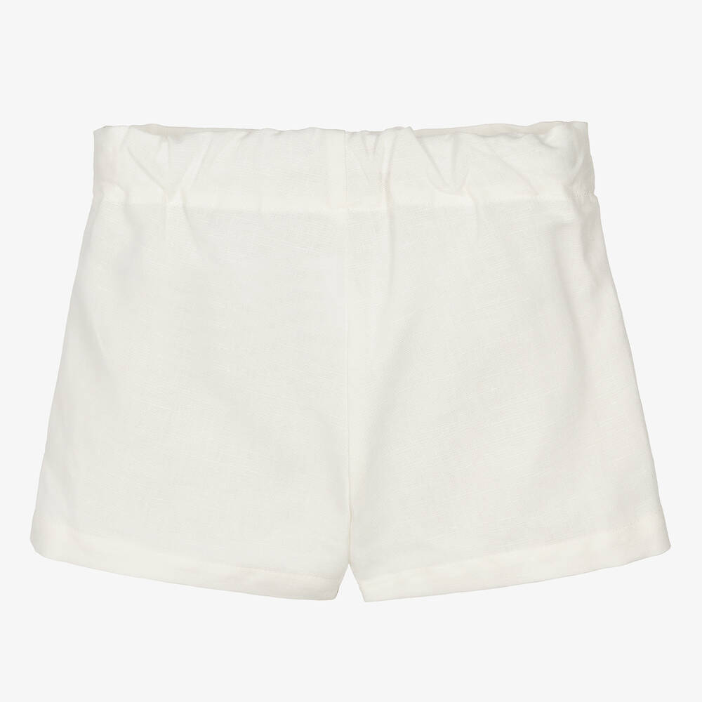 Dr. Kid-شورت قطن وكتان لون عاجي للبنات | Childrensalon Outlet