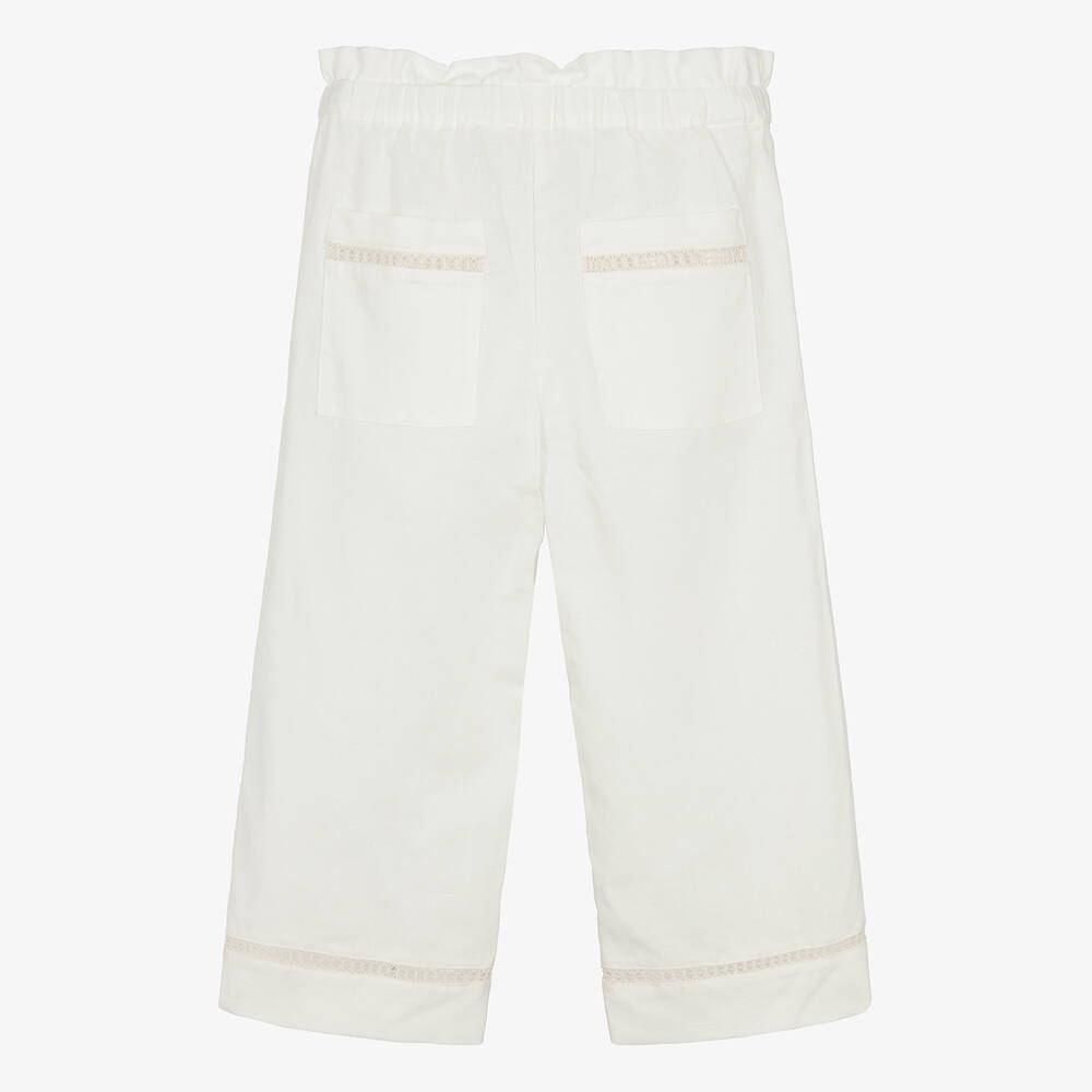 Dr. Kid-بنطلون قطن وكتان لون عاجي للبنات | Childrensalon Outlet