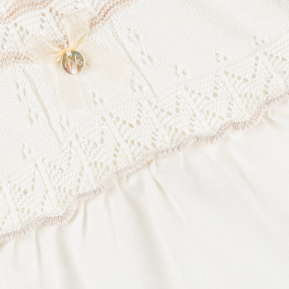Dr. Kid-Girls Ivory Linen & Knit Frock | Childrensalon Outlet