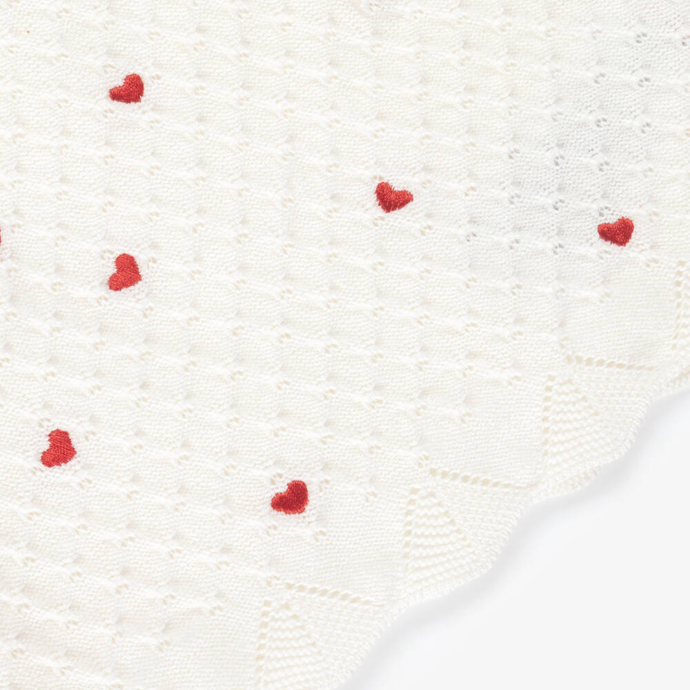 Dr. Kid-Girls Ivory Patterned Knit Strappy Top with Red Hearts | Childrensalon Outlet