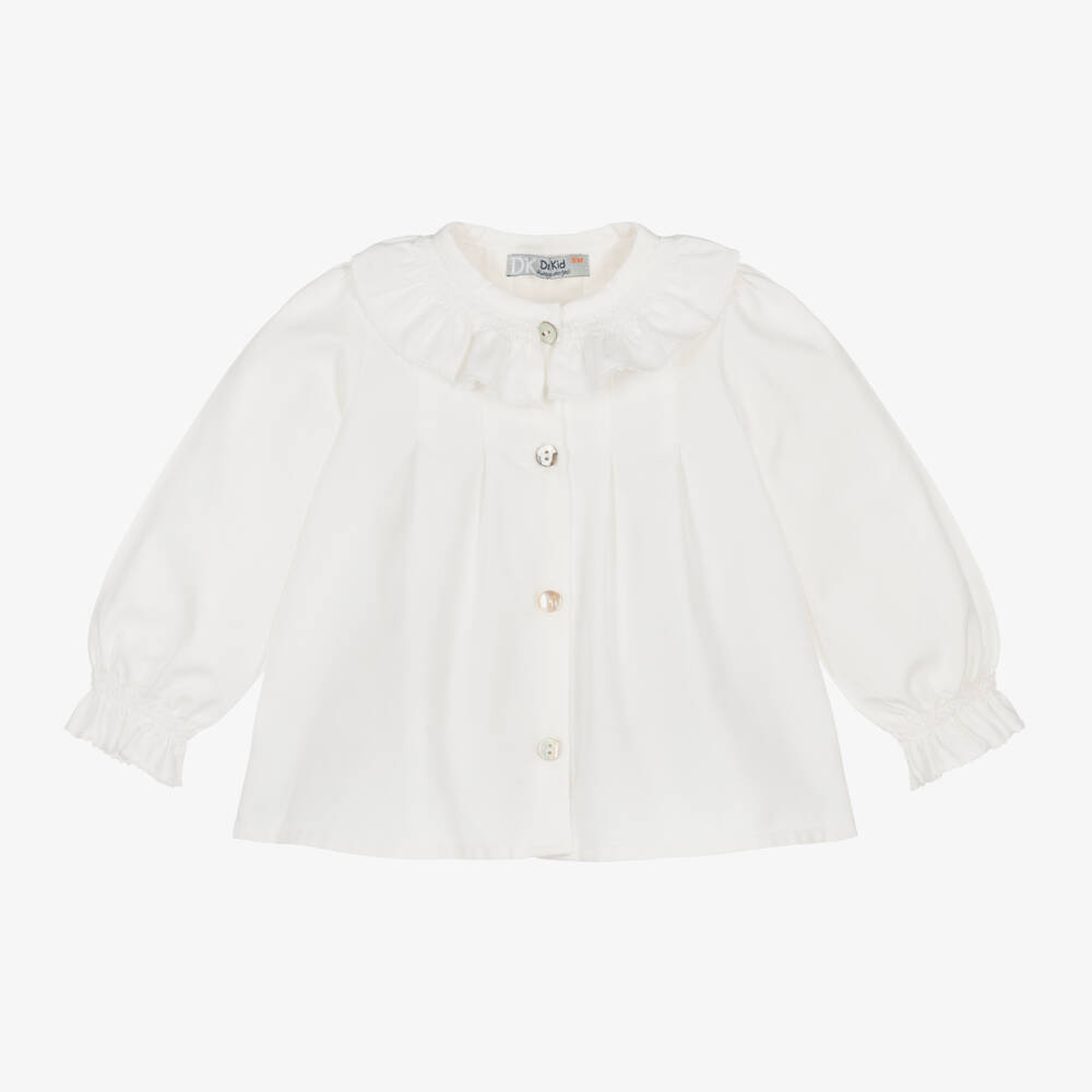Dr. Kid-Girls Ivory Ruffle Collar Top | Childrensalon Outlet