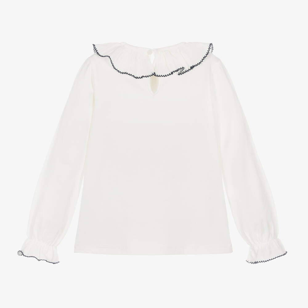 Dr. Kid-Girls Ivory Ruffled Cotton Blouse | Childrensalon Outlet