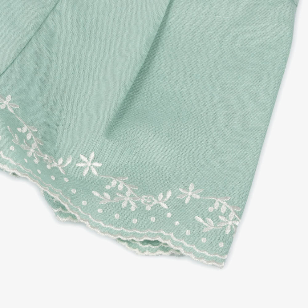 Dr. Kid-Girls Mint Floral Linen-Cotton Shorts | Childrensalon Outlet