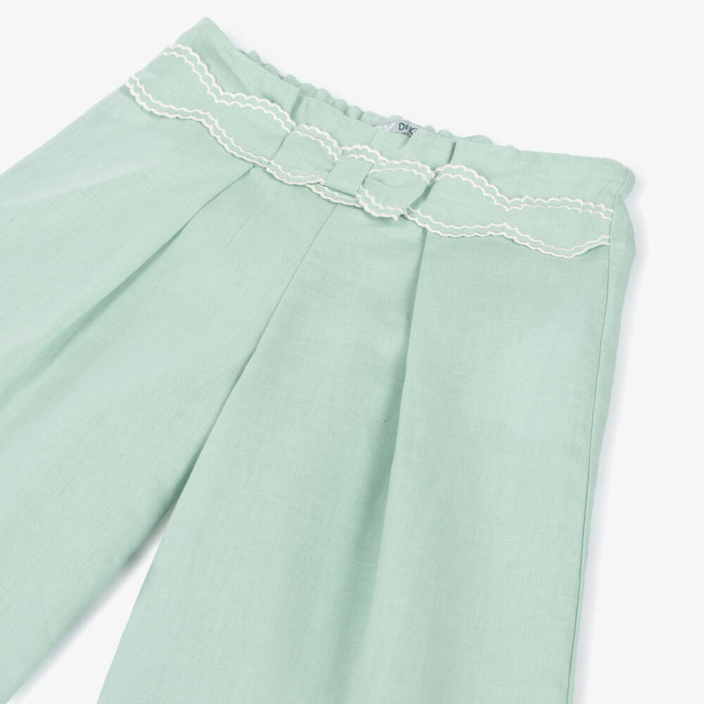 Dr. Kid-Брюки из льна и хлопка мятного цвета для девочек | Childrensalon Outlet
