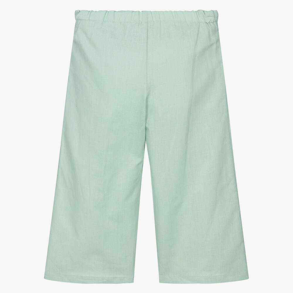 Dr. Kid-Брюки из льна и хлопка мятного цвета для девочек | Childrensalon Outlet