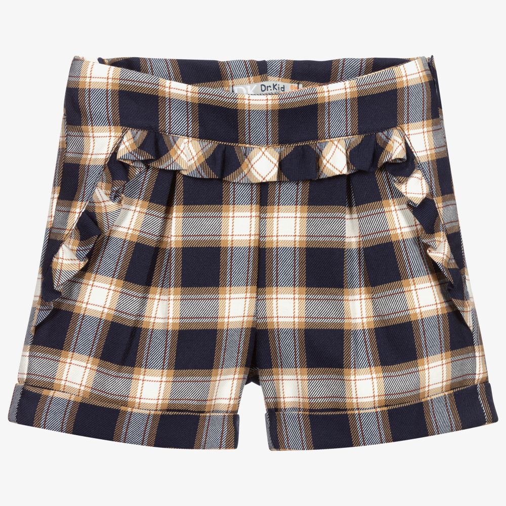 Dr. Kid - Girls Navy Blue Check Shorts | Childrensalon