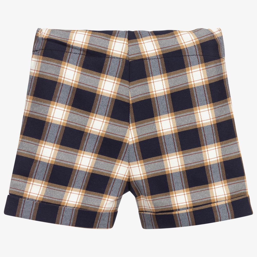 Dr. Kid-Girls Navy Blue Check Shorts | Childrensalon Outlet