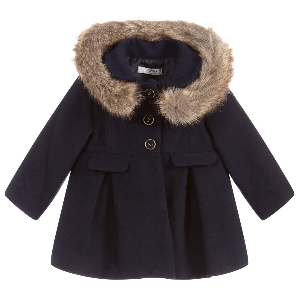 Dr. Kid - Girls Navy Blue Coat | Childrensalon