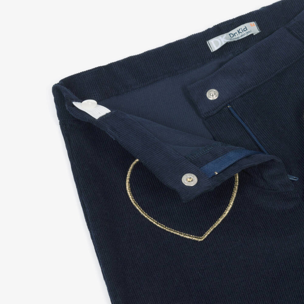 Dr. Kid-Girls Navy Blue Corduroy Trousers with Heart Pockets | Childrensalon Outlet