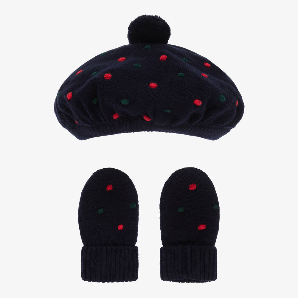 Dr. Kid-Синяя шапка и варежки из хлопка | Childrensalon Outlet