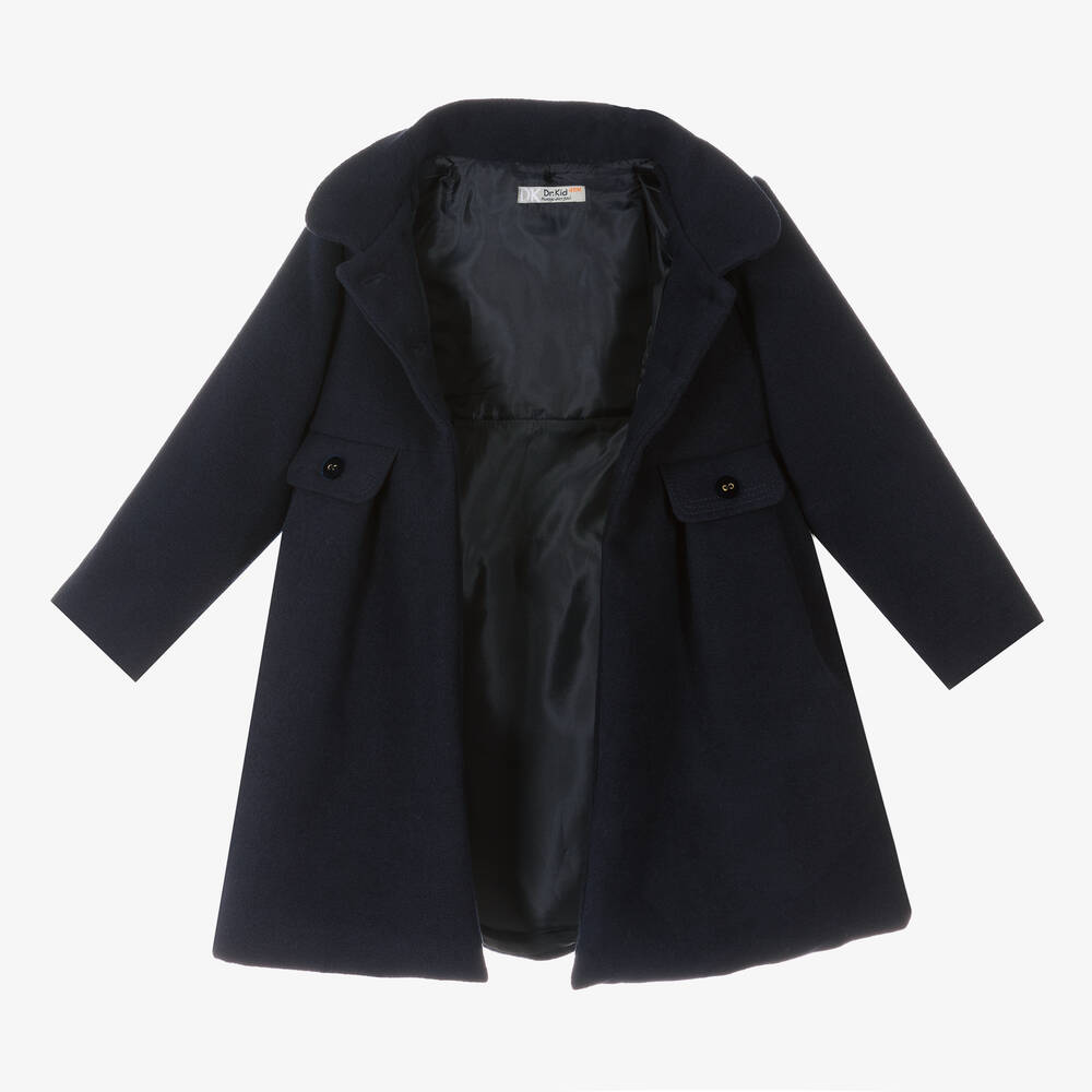 Dr. Kid-Girls Navy Blue Hooded Coat | Childrensalon Outlet