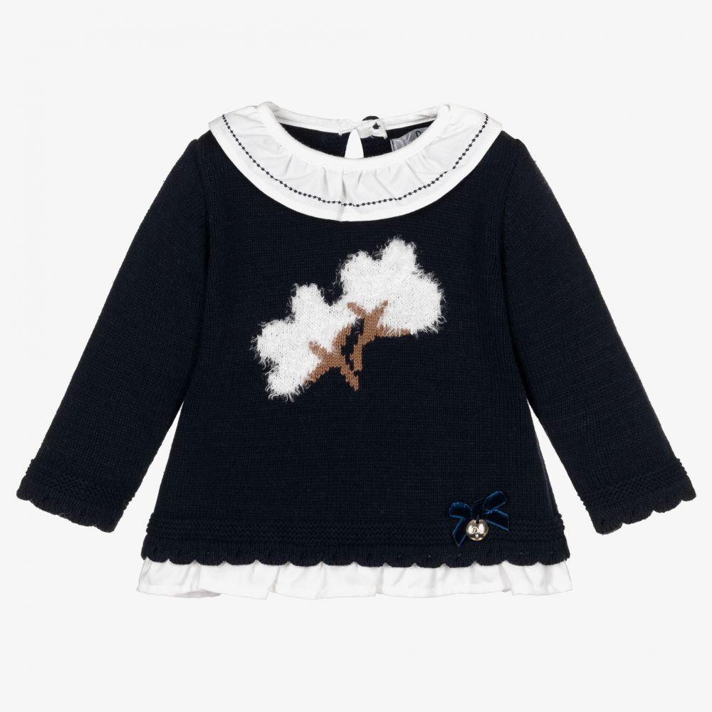 Dr. Kid - Girls Navy Blue Knitted Jumper | Childrensalon