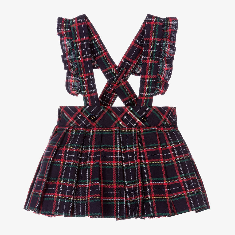 Dr. Kid - Girls Navy Blue & Red Checked Skirt | Childrensalon